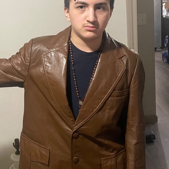 Vintage Japanese custom leather coat Japan leathermaker S M THE POWER - Picture 8 of 9